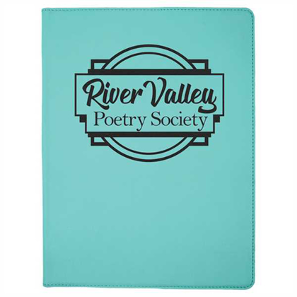 Picture of 9 1/2" x 12" Teal Laserable Leatherette Portfolio with Notepad