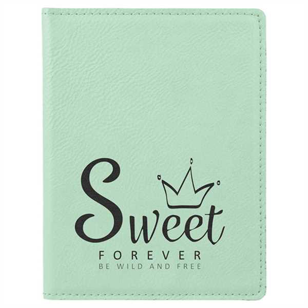 Picture of 4 1/4" x 5 1/2" Teal Laserable Leatherette Passport Holder