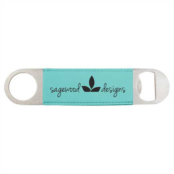 Picture of 1 1/2" x 7" Teal Laserable Leatherette Bottle Opener