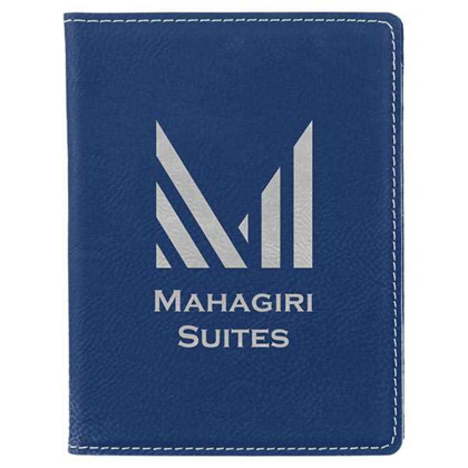 Picture of 4 1/4" x 5 1/2" Blue/Silver Laserable Leatherette Passport Holder