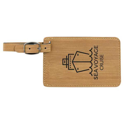 Picture of 4 1/4" x 2 3/4" Bamboo Laserable Leatherette Luggage Tag