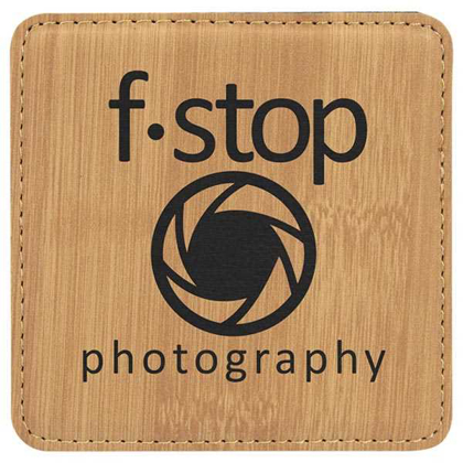 Picture of 4" x 4" Square Bamboo Laserable Leatherette Coaster