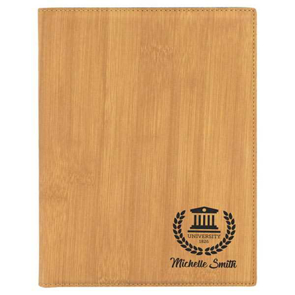 Picture of 7" x 9" Bamboo Laserable Leatherette Small Portfolio with Notepad