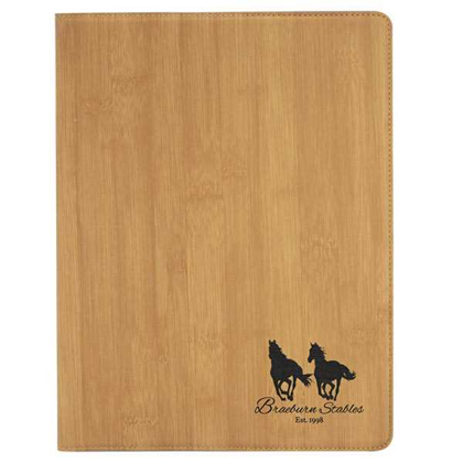 Picture of 9 1/2" x 12" Bamboo Laserable Leatherette Portfolio with Notepad