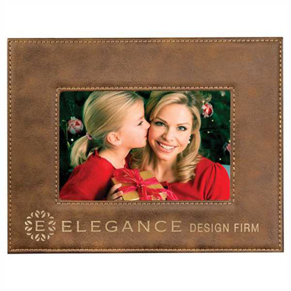 Picture of 4" x 6" Rustic/Gold Laserable Leatherette Photo Frame