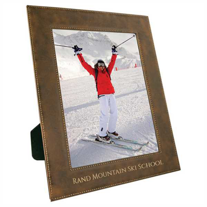 Picture of 8" x 10" Rustic/Gold Laserable Leatherette Photo Frame