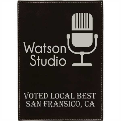 Picture of 9" x 12" Black/Silver Laserable Leatherette Plaque