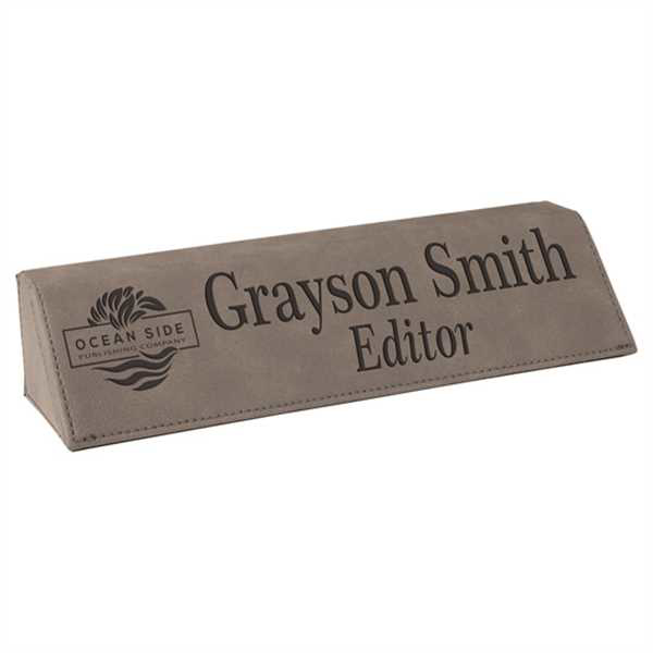 Picture of 8 1/2" Gray Laserable Leatherette Desk Wedge