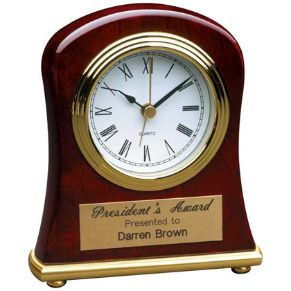 Picture of 4 1/2" x 5" Rosewood Piano Finish Bell Shaped Desk Clock