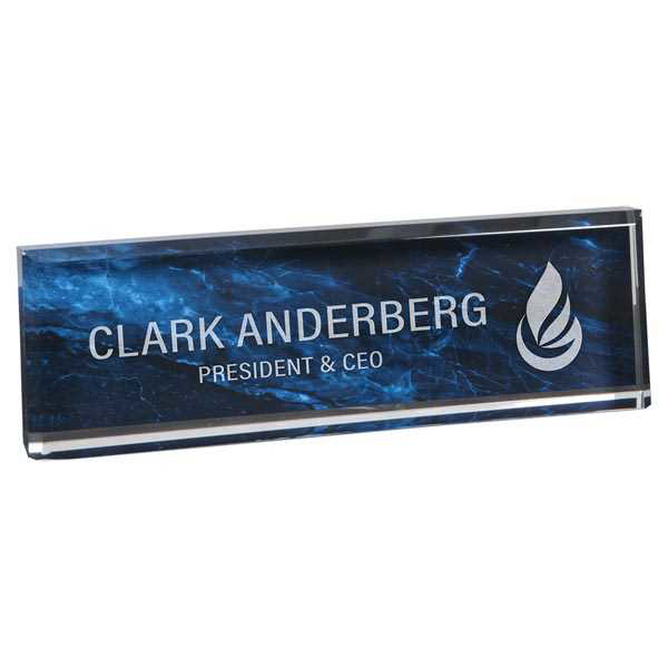 Picture of 9 1/2" x 2 3/4" Blue Marble Acrylic Name Bar