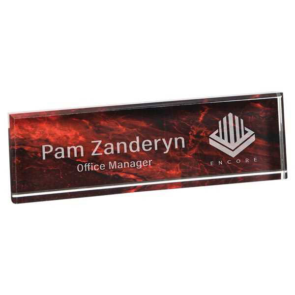 Picture of 9 1/2" x 2 3/4" Red Marble Acrylic Name Bar