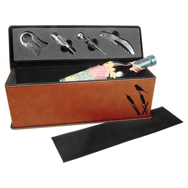 Picture of Rawhide Laserable Leatherette Single Wine Box with Tools
