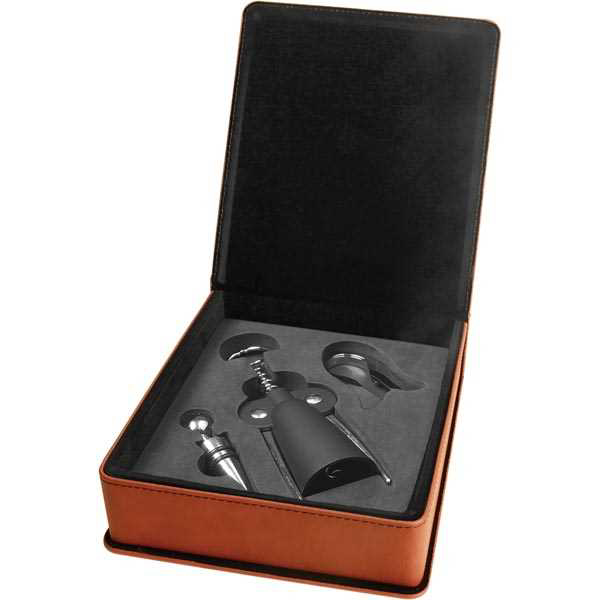 Picture of Rawhide Laserable Leatherette 3-Piece Wine Tool Gift Set