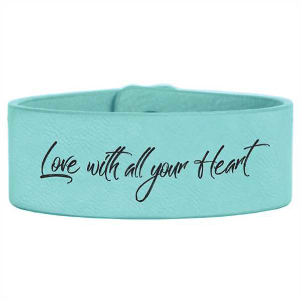 Picture of 9 1/2" x 1" Teal Laserable Leatherette Cuff Bracelet