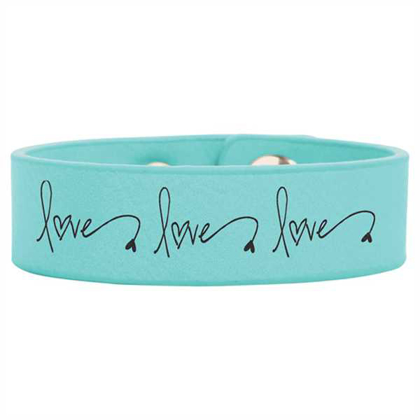 Picture of 8 1/2" x 3/4" Teal Laserable Leatherette Youth Cuff Bracelet