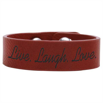 Picture of 8 1/2" x 3/4" Rose Laserable Leatherette Youth Cuff Bracelet