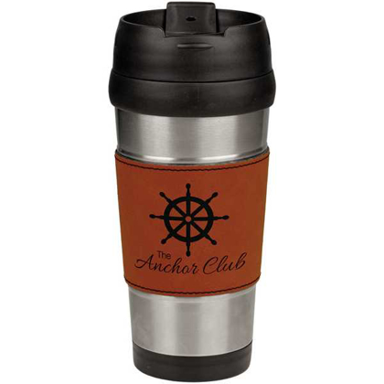 Picture of 16 oz. Rawhide Laserable Leatherette Stainless Steel Travel Mug
