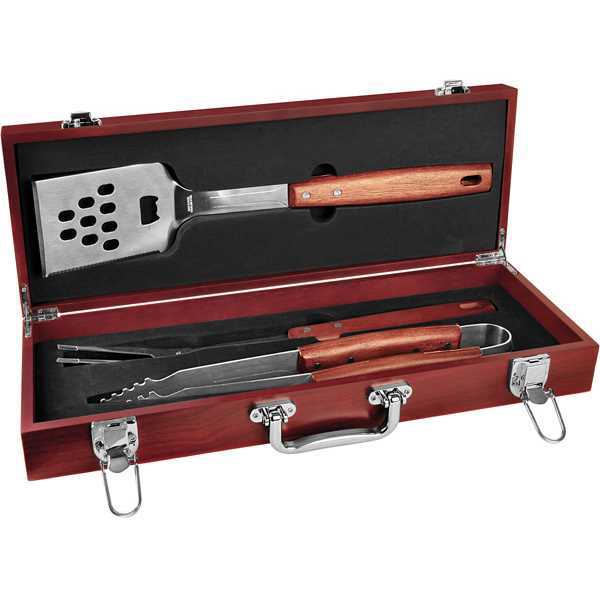 Picture of 3-Piece BBQ Set in Rosewood Finish Case