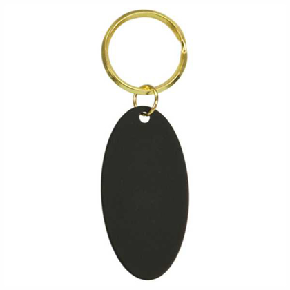 Picture of 1 1/4" x 2 1/2" Black Oval Brass Keychain