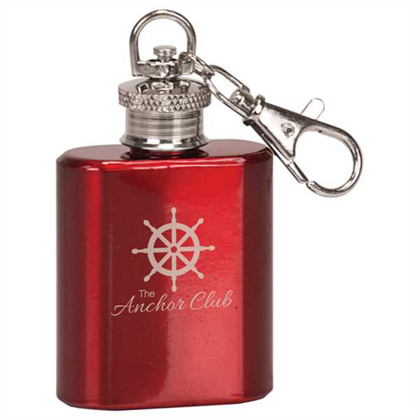 Picture of 1 oz. Gloss Red Flask Keychain