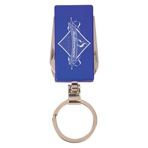 Picture of 2 1/8" Blue Rectangular 6-Function Keychain