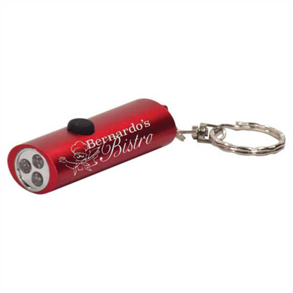 Picture of 2 3/8" Red 3-LED Laserable Flashlight with Keychain