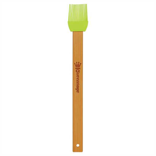 Picture of 11 3/4" Green Silicone Baster Brush with Bamboo Handle