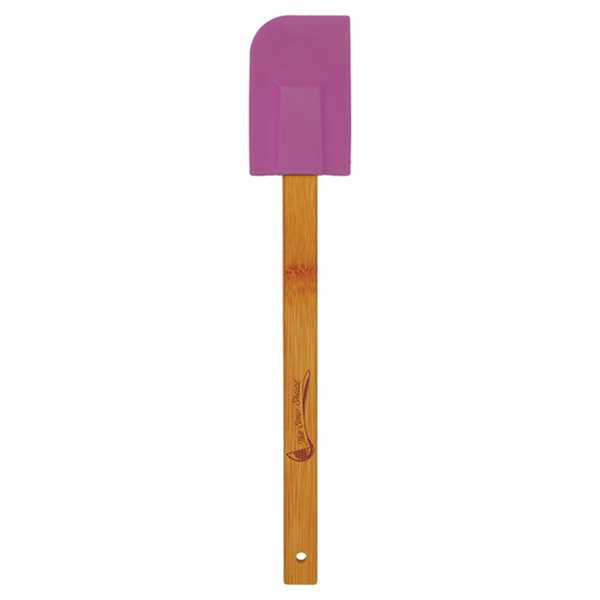 Picture of 11 3/4" Purple Silicone Spatula with Bamboo Handle