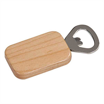 Picture of 1 1/2" x 2 1/4" Maple Rectangle Magnetic Bottle Opener