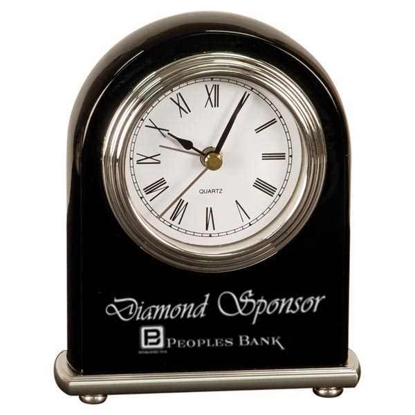 Picture of 4" x 5" Black Piano Finish Arch Desk Clock