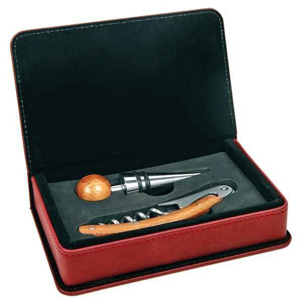 Picture of Rose Laserable Leatherette 2-Piece Wine Tool Set