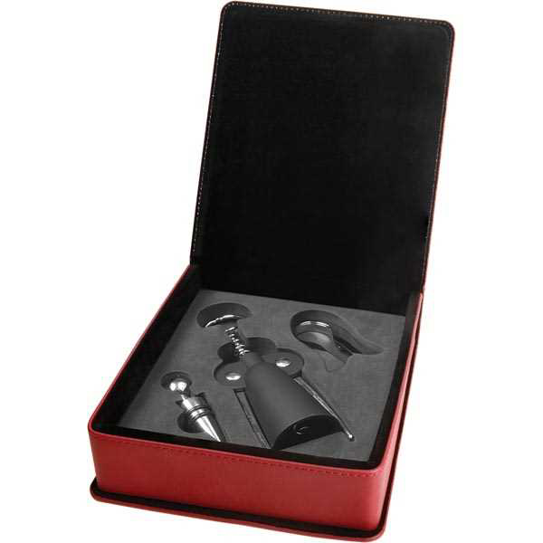 Picture of Rose Laserable Leatherette 3-Piece Wine Tool Gift Set
