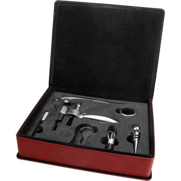 Picture of Rose Laserable Leatherette 5-Piece Wine Tool Gift Set
