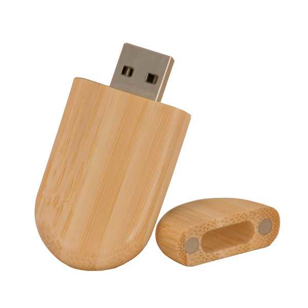 Picture of 1 1/8" x 2 3/8" 8GB Bamboo USB Flash Drive with Rounded Corners