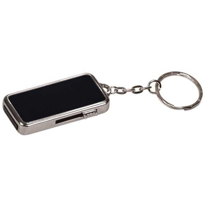 Picture of 3/4" x 1 1/2" x 1/4" 8GB Black/Silver Metal USB Flash Drive with Keychain