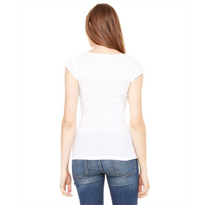 Picture of Ladies' Sheer Mini Rib Cap-Sleeve Deep V-Neck T-Shirt