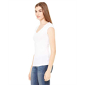 Picture of Ladies' Sheer Mini Rib Cap-Sleeve Deep V-Neck T-Shirt