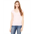 Picture of Ladies' Sheer Mini Rib Cap-Sleeve Deep V-Neck T-Shirt