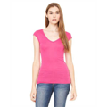 Picture of Ladies' Sheer Mini Rib Cap-Sleeve Deep V-Neck T-Shirt