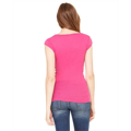 Picture of Ladies' Sheer Mini Rib Cap-Sleeve Deep V-Neck T-Shirt