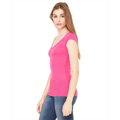 Picture of Ladies' Sheer Mini Rib Cap-Sleeve Deep V-Neck T-Shirt