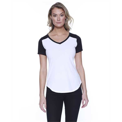 Picture of Ladies' CVC Varsity V-Neck T-Shirt