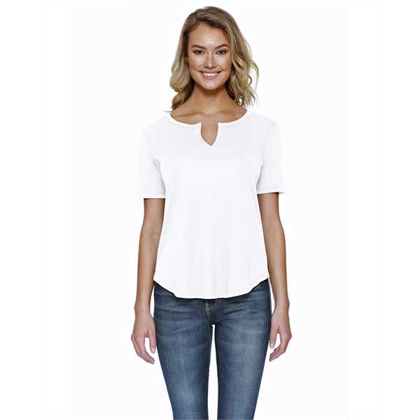 Picture of Ladies' 4.3 oz., CVC Slit V-Neck T-Shirt