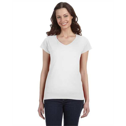 Picture of Ladies' SoftStyle® 4.5 oz. Fitted V-Neck T-Shirt